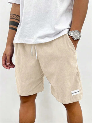 Letter Patch Corduroy Sportswear Shorts for Men