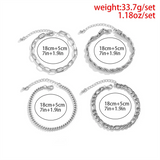 4pcs/Set Twisted Cuban Link Chain Silver Bracelets