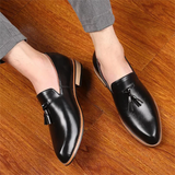 Men's Vintage Glossy Pointed Toe Tassel Dress Shoes