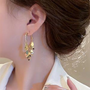 Fashionable Drop-Shaped Metal Sequin Earrings for Women