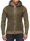 Men's Cool Zip Up Hooded Knitted Sweater for Winter