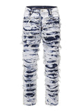 Men's Hip-Hop Retro Raw Edge Stacked Jeans