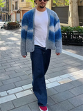 Men's Popular Tie Dye V-Neck Button Sweater