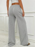 Women's Comfort Elastic Waist Striped Casual Straight Leg Pants