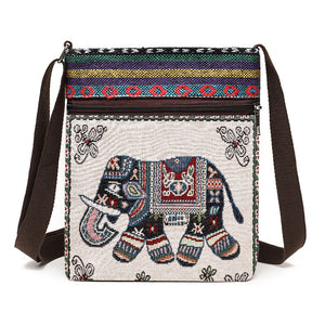 Ladies Cute Animal Embroidered Canvas Crossbody Bags