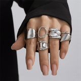 Women's 5PCS/Set Irregular Exaggerated Metal Rings