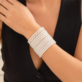 Ladies Elegant Multi-Layered Imitation White Pearl Bracelets