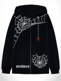 Men's Funny Spider Web Pattern Casual Zipper Hoodies