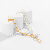 Women's Classy 2pcs/Set Paperclip Chain Artificial Pearls Necklaces