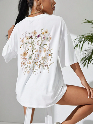 Women's Beautiful Flower Print Cozy Oversized T-shirts