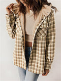 Women's Winter Checked Hooded Thermal Coat with Plush Lined