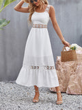 Women's Hollow Lace Patchwork Square Neck Elegant Dress