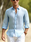 Men's Leisure Holiday Slim Fit Solid Color Button Up Shirts