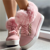 Ladies Faux Fur Lined Round Toe Lace-Up Snow Boots