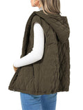 Women's Comfortable Diamond Plaid Hooded Vest Padded Coat