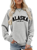 Women's Simple Alaska Range Print Crew Neck Hoodies