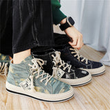 Men's Trendy High Top Lace Up Denim Canvas Shoes