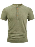 Men's Casual Short Sleeve Slim Fit Henley Shirt for Summer