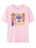 Female 90s Vintage Butter Pattern Cute Foodie T-Shirt