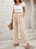 Loose Fit Wide-Leg Elastic Waist Pants for Women