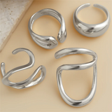 4pcs/Set Irregular C-Shaped Open Rings for Women