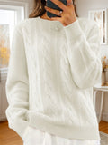 Ladies Fried Dough Twist Pattern Knitted Sweater