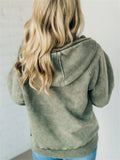 Loose Fit Half-zipper Washed Hoodies for Ladies