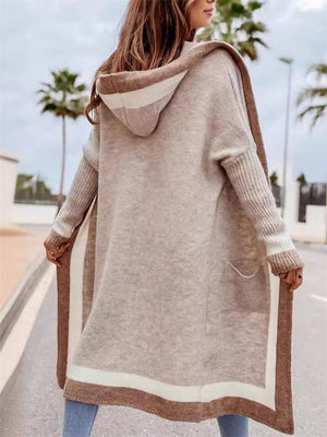 Casual Autumn Hooded Midi Knitted Sweater for Women