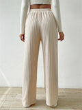 Women's Striped Texture Loose Drawstring Straight-Leg Pants