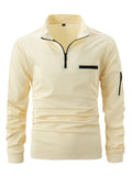 Men's Half Zip Stand Collar Long Sleeve Autumn Polo Shirt