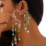 Forest Element Flower Leaf Mushroom Pendant Clip Earring for Women