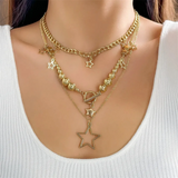 3pcs/Set OT Buckle Five-Pointed Star Bead Necklaces