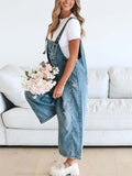 Female Classic Relaxed Fit Blue Denim Jumpsuits