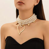 Big Love Heart Pendant Exaggerated Layered Necklace for Women