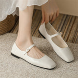 Ladies Square Toe Elegant Retro Mary Jane Flat Loafers