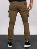 Men's Solid Close-fitting Ankle-tied Cargo Trousers