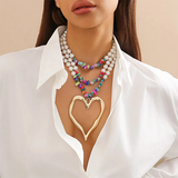 Female Beads Imitation Pearl Heart Shaped Necklaces