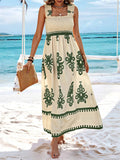 Bohemian Print Flowy Sleeveless Bustier Dress for Lady