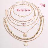 Women's 7pcs/Set Butterfly Honey OT Buckle Rose Coin Necklaces