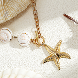 Ladies Conch OT Buckle Starfish Imitation Pearl Necklaces