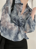 Trendy Sun-proof Clothing Tie Dye Blouses for Ladies