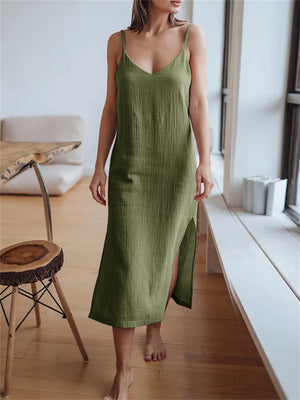 Casual Simple Women's Hem Split Sleeveless Cami Dresses