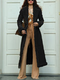 French Style Warm Plush Lapel Faux Suede Overcoats for Lady