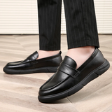 Versatile Black Round Toe Dress Shoes for Male