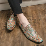 Men's Vintage Paisley Print Square Toe Party Dress Shoes