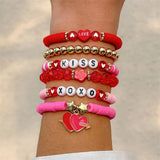 Happy Valentine's Day Super Cute Colorful Love Heart Beaded Bracelets