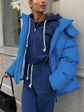 Women's Oversized Detachable Hat Zip-Up Warm Padded Coat