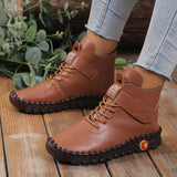 Women's Soft Rubber Sole Sewing Thread Plush Lined Ankle Boots