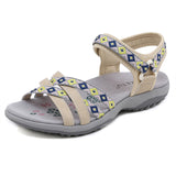 Ethnic Rhombic Pattern Cross Strap Holiday Sandals for Women