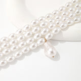 Gorgeous Imitation White Pearl Pendant Necklace for Lady